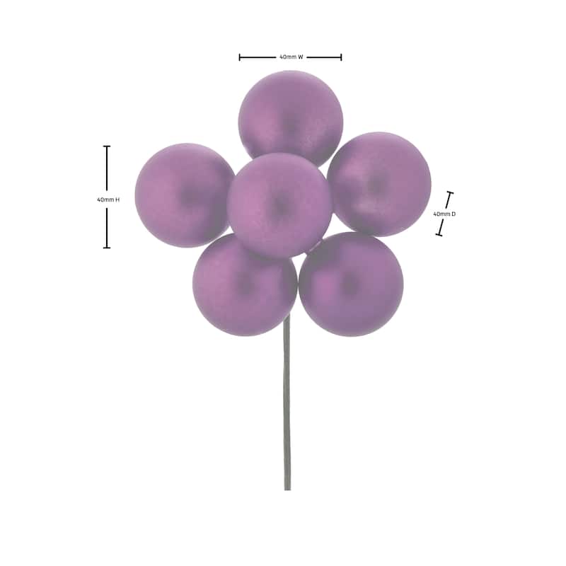 40mm Shatterproof Plastic 6 Bunch Matt Stemball Set of 6