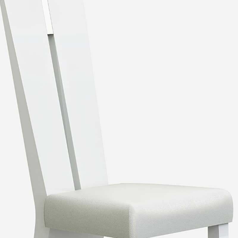 Modern White Side Chairs Set of 2 with Faux Leather Upholstery and Ladder Back for Dining Room - 42.5”H x 23.5”W x 19”D