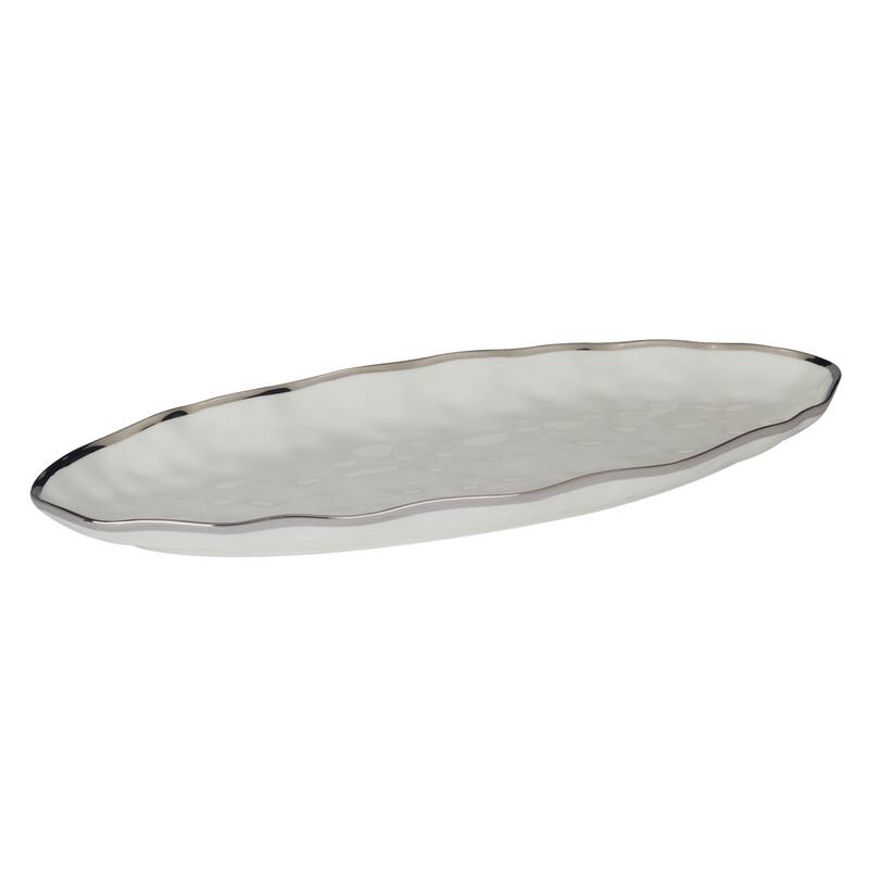 Certified International Regency Silver Oval Fish Platter, 19.5" X 8.5" - 19.5" x 8.5" x 1.5"