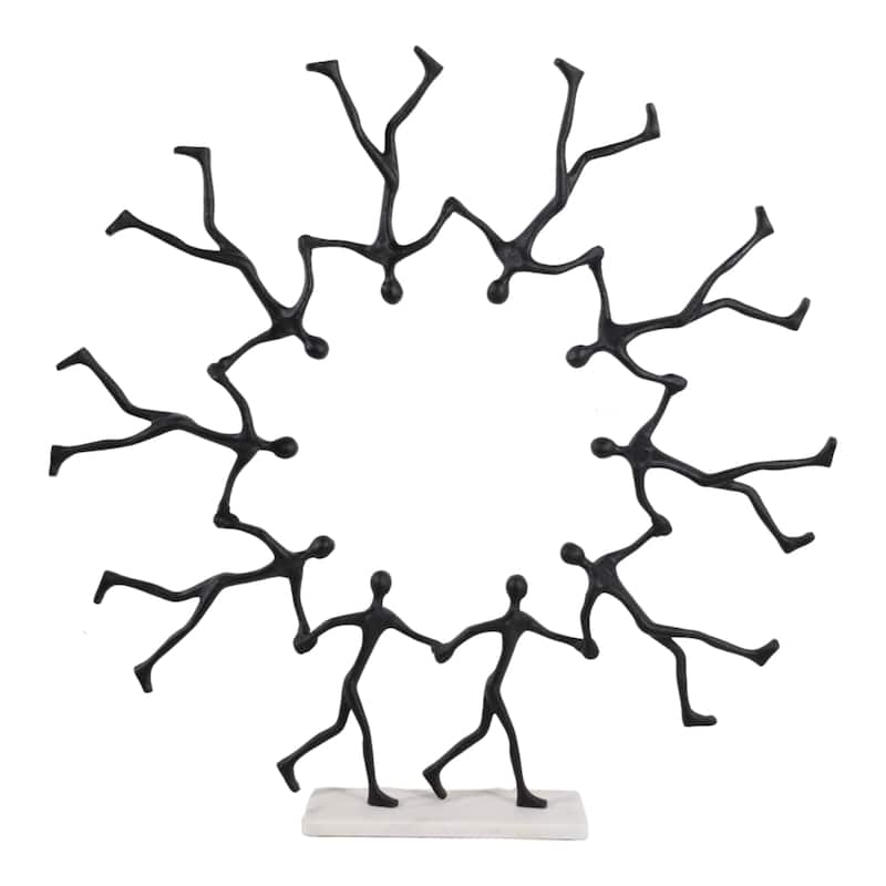 Metal Marble Sculpture with Stone Accents Decorative Art - 31" Black - 31" x 4" x 30.5" - Black - 31" x 4" x 30.5"