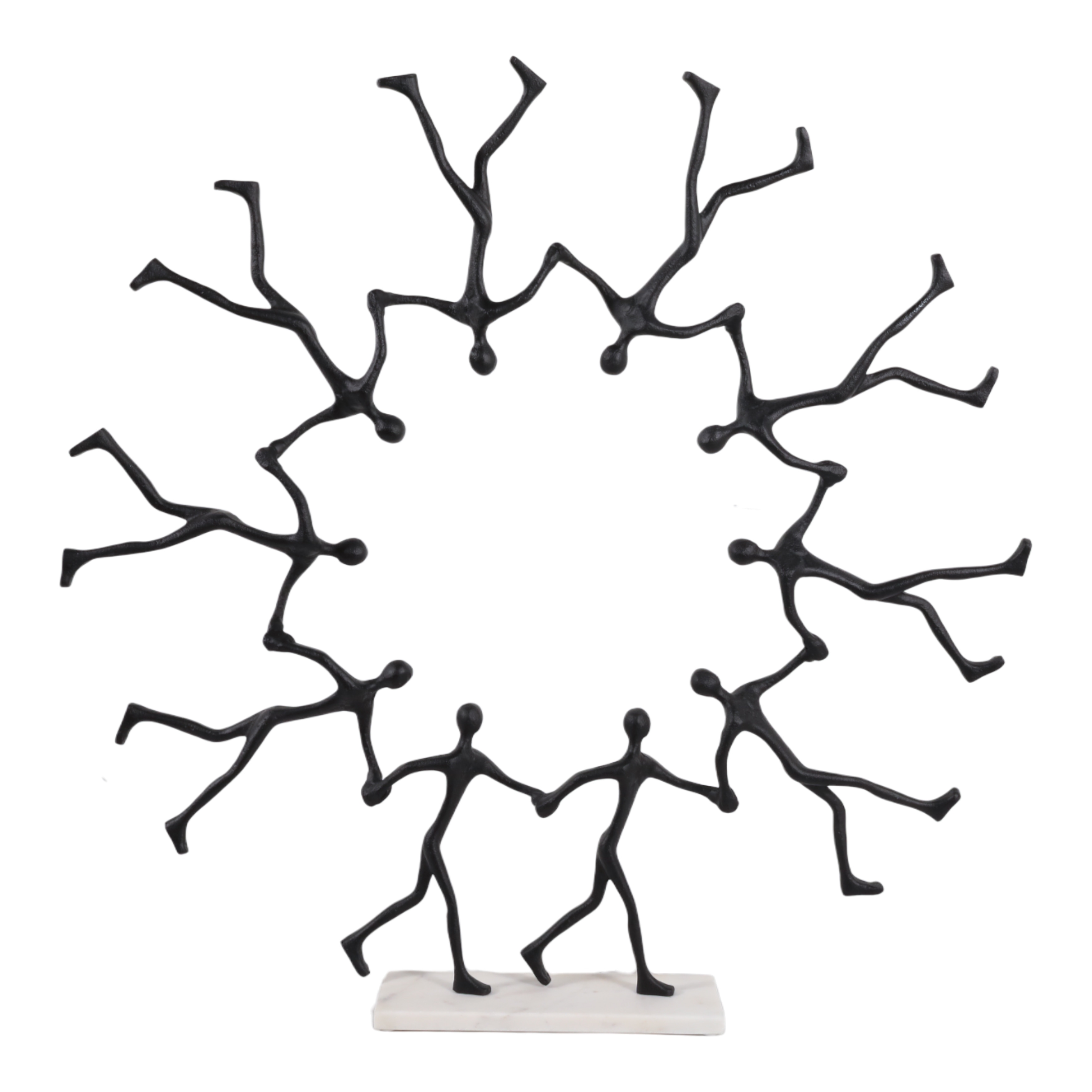 Metal Marble Sculpture with Stone Accents Decorative Art - 31" Black - 31" x 4" x 30.5"
