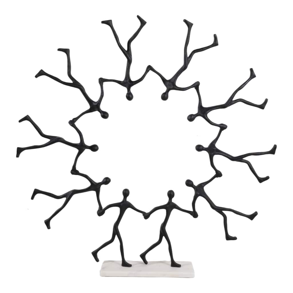 Metal Marble Sculpture with Stone Accents Decorative Art - 31" Black - 31" x 4" x 30.5"