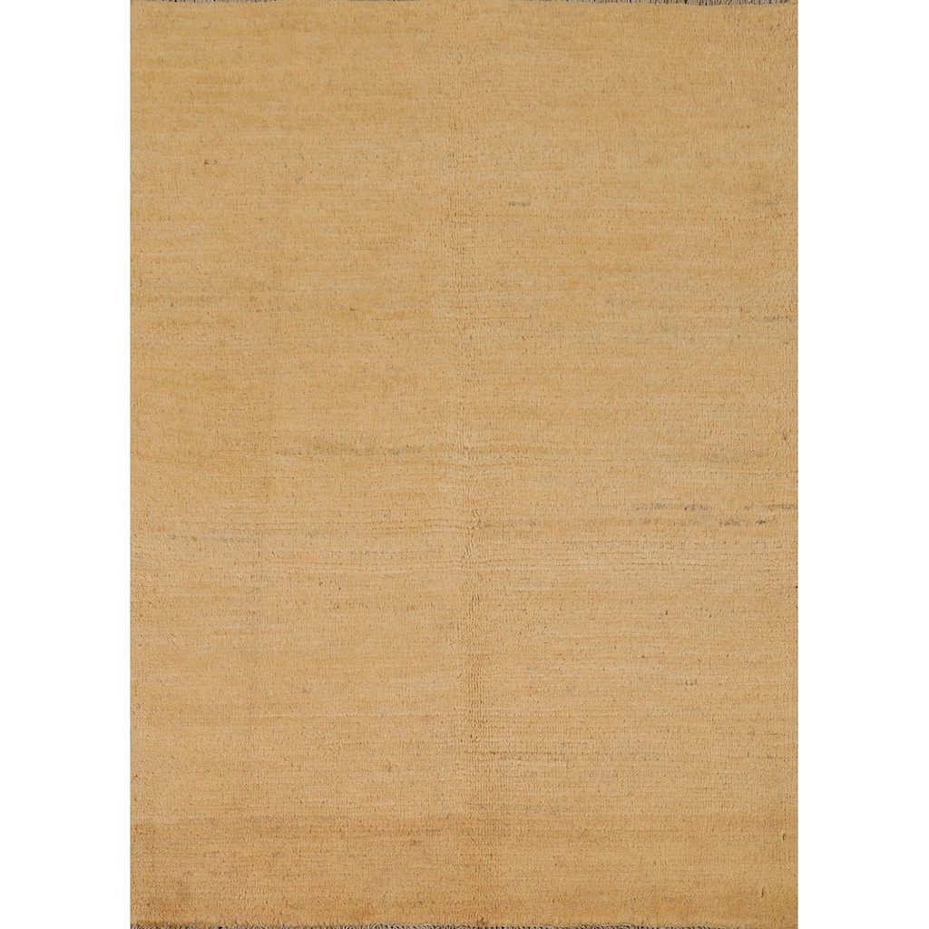 Modern Gabbeh Oriental Foyer Rug Handmade Yellow Wool Carpet - 2'9"x 3'8"