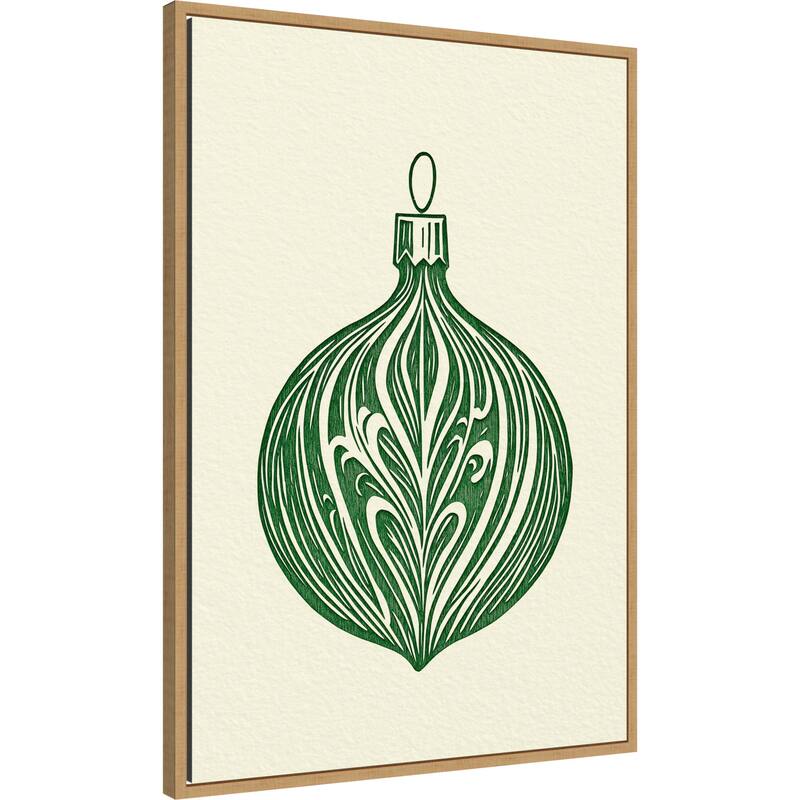 Woodcut Bauble by Pictufy Studio (23 x 33 in.), Framed Canvas Wall Art Print - Sylvie Natural