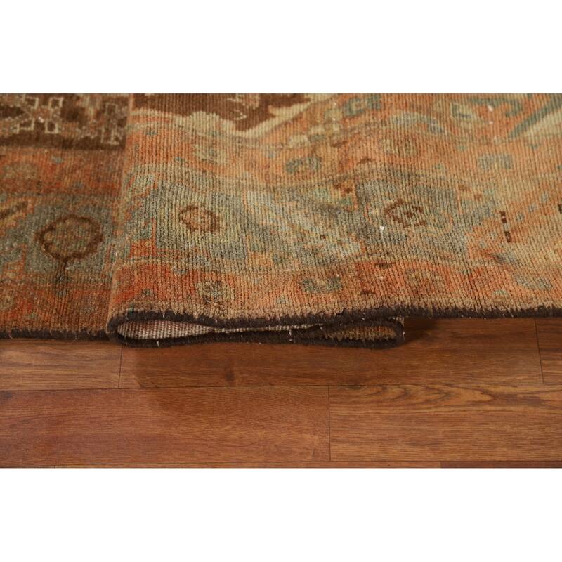 Brown Sarab Persian Vintage Area Rug Hand-Knotted Wool Carpet - 4'11"x 10'10"