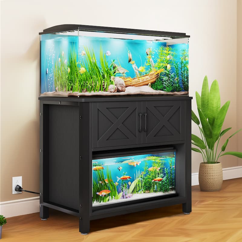 Moasis 40-50 Gallon Aquarium Stand Cabinet Fish Tank Stand with Power Outlets - Black