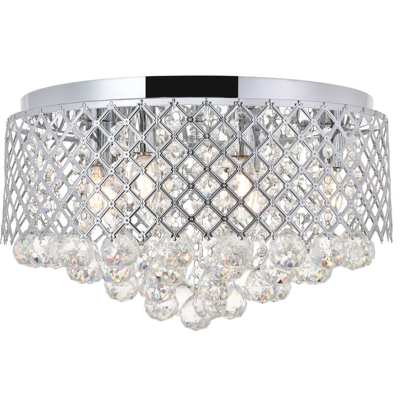 Elegant Lighting Tully 6 Light 18" Wide Flush Mount Drum Ceiling - Chrome / Clear