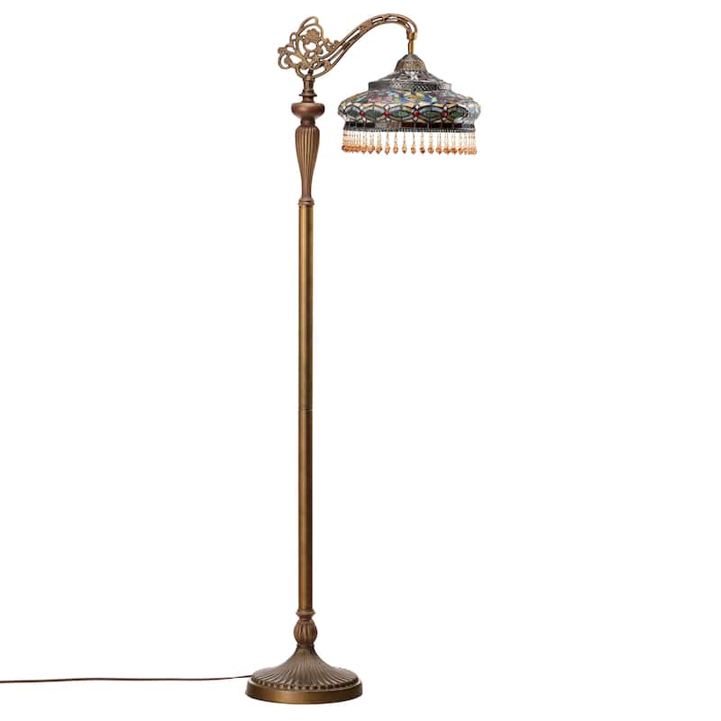 Parisian River of Goods Multi-Color Stained Glass Shade 59-Inch Floor Lamp - 17.5" x 12" x 59"