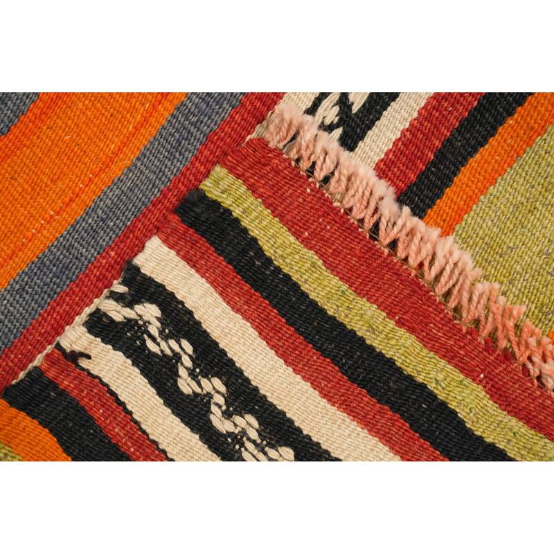 Hand Woven Oriental 100% Wool Carpet Southwestern Tribal Multi-Colored Kilim Area Rug - 11' 0'' X 5' 0''