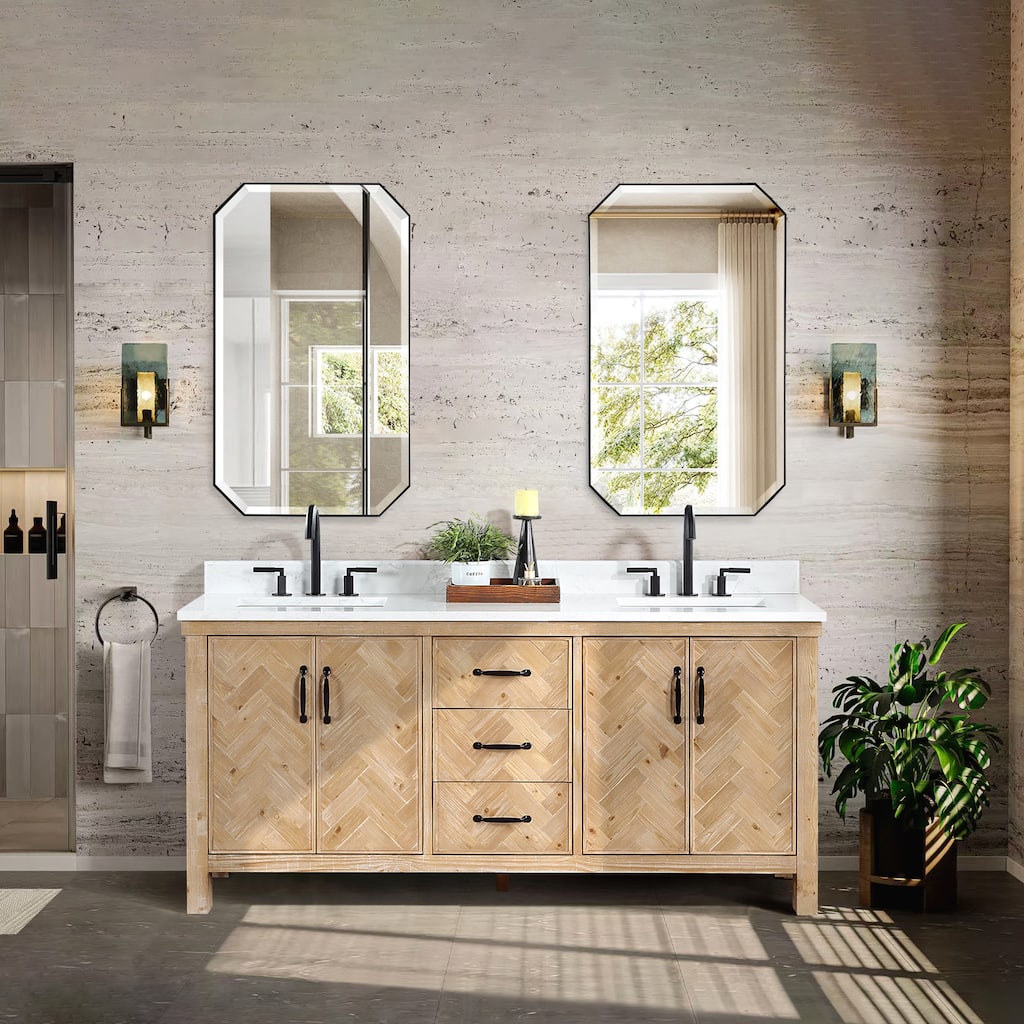 Javier Bath Vanity with Composite Stone Top and Mirror