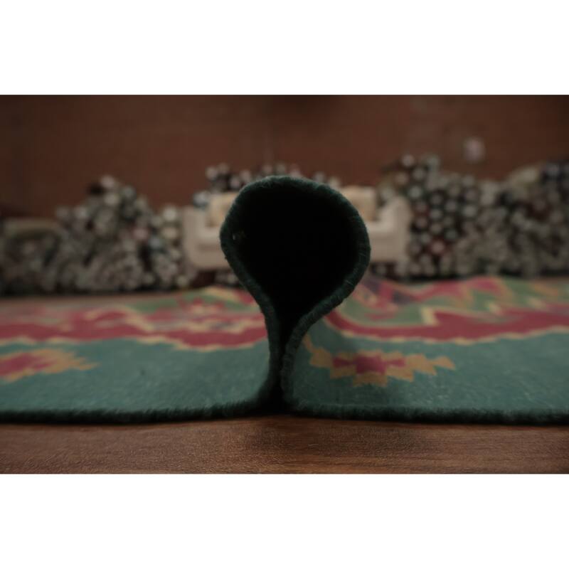 Hand Woven Oriental 100% Wool Carpet Southwestern Geometric Pink Kilim Area Rug - 5' 11'' X 4' 0''