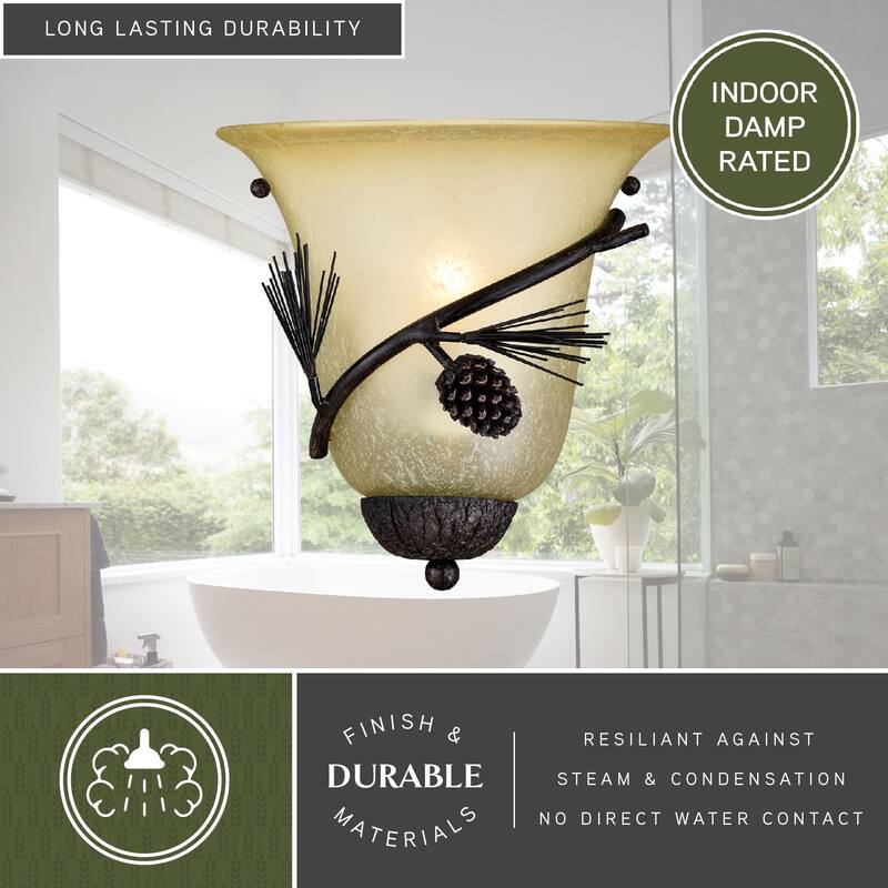 Vaxcel Sierra 9-in W Black Walnut Rustic Wall Light Sconce - 9-in W x 9.25-in H x 4.5-in D