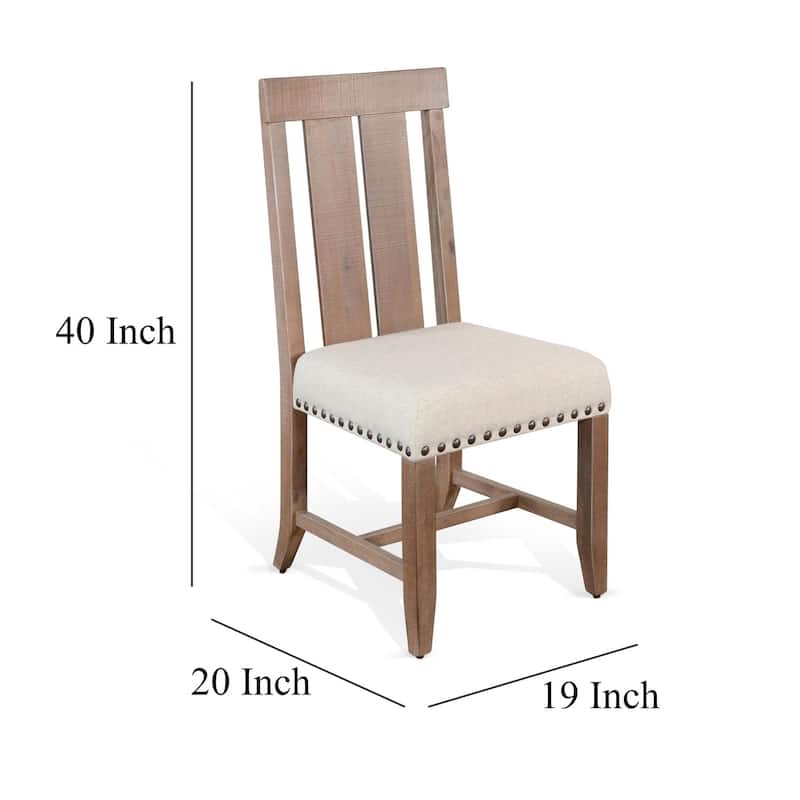 Brown/Ivory Fabric Upholstered Wood Frame Dining Chair, Set of 2, Sturdy Dining Chair for Dining Rooms - 20.5