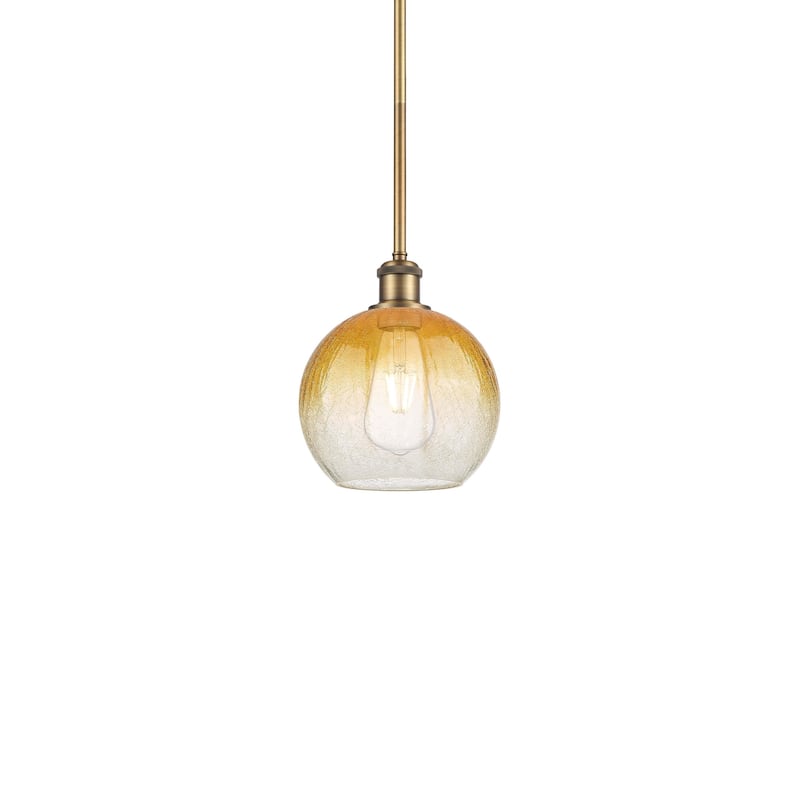 Innovations Lighting 516-1S-10-8 Brookhaven Globe Pendant Brookhaven - Brushed Brass / Amber