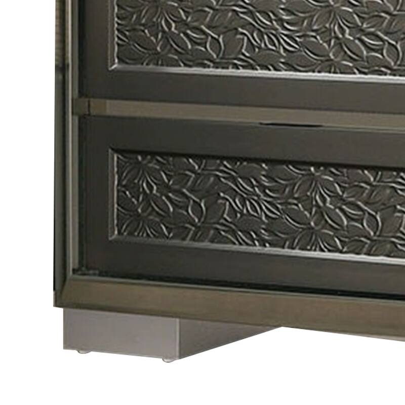 Levi Nightstand, 2 Leaf Molded Framed Drawers, Dark Gray