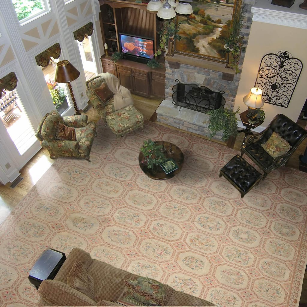 Hand Knotted French Aubusson Beige Flat Weave Wool Oriental Area Rug - 12' 5'' x 21' 11''