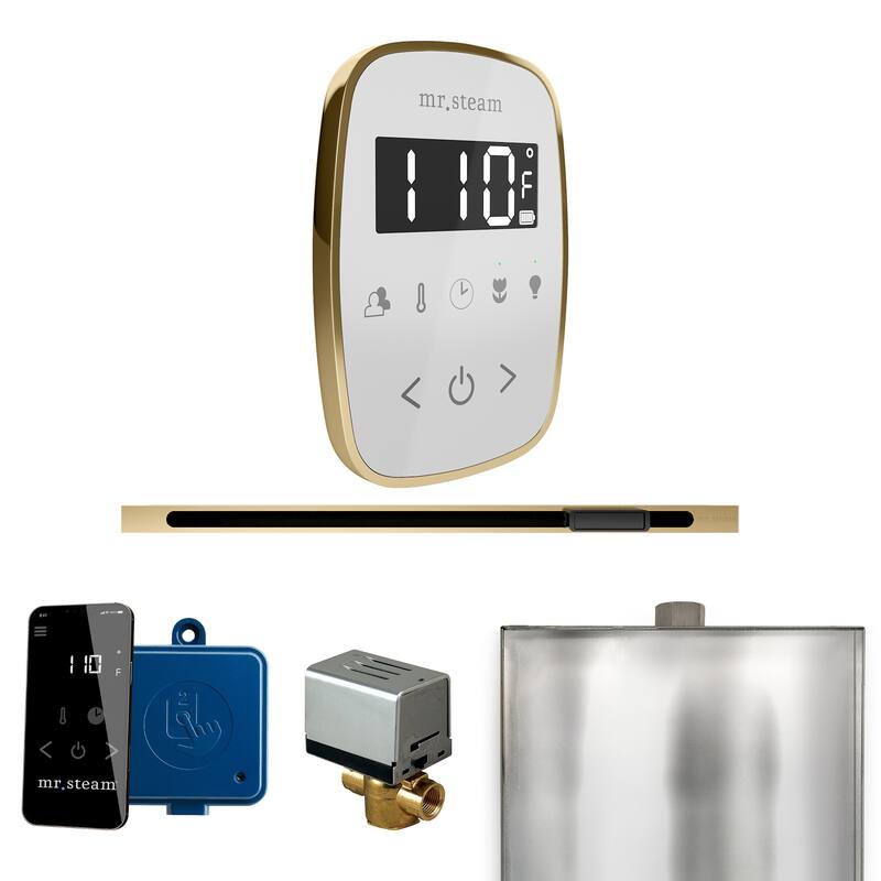 Mr Steam BFL Butler Flex Linear Package Steam Shower Control Package - White / Satin Brass