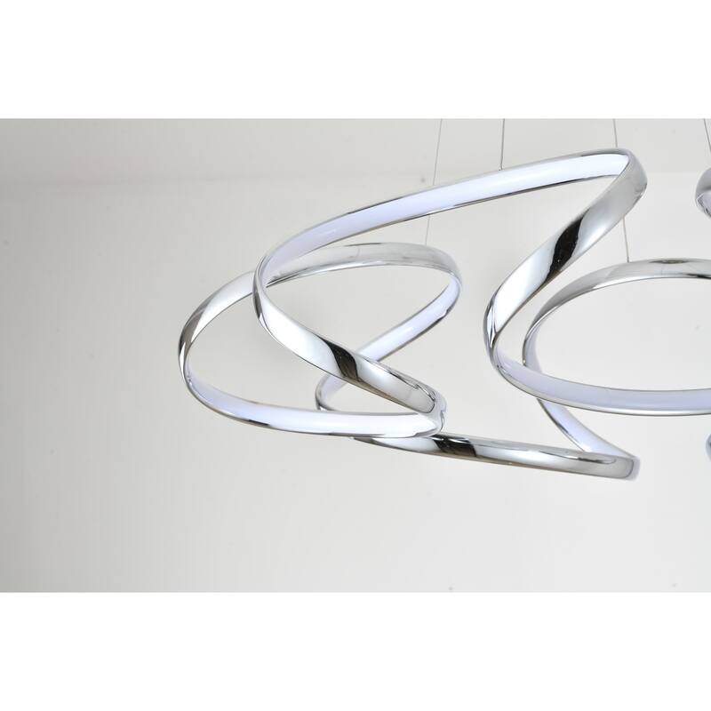 Modern Chrome Cluster Chandelier Light - Aluminium Suspension Lamp with Remote Control - 9.5