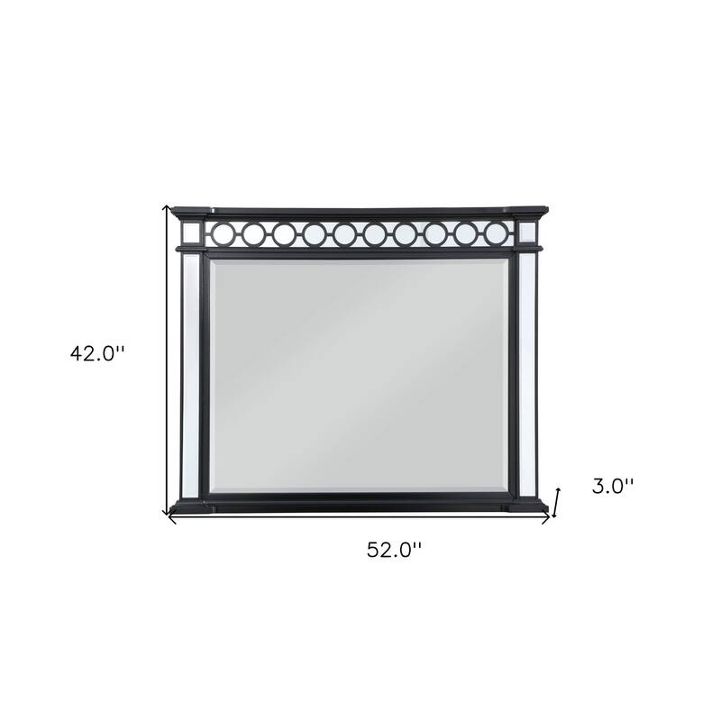 HomeRoots 42" Gunmetal Wood Framed Mounted Dresser Mirror - 52' X '42' X '3