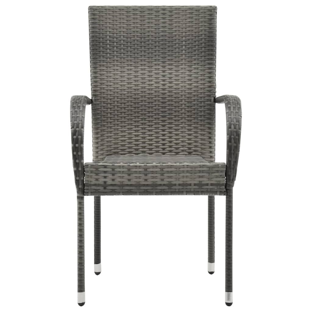 Vidaxl Stackable Outdoor Chairs 2 Pcs Gray Poly Rattan Overstock 31571042