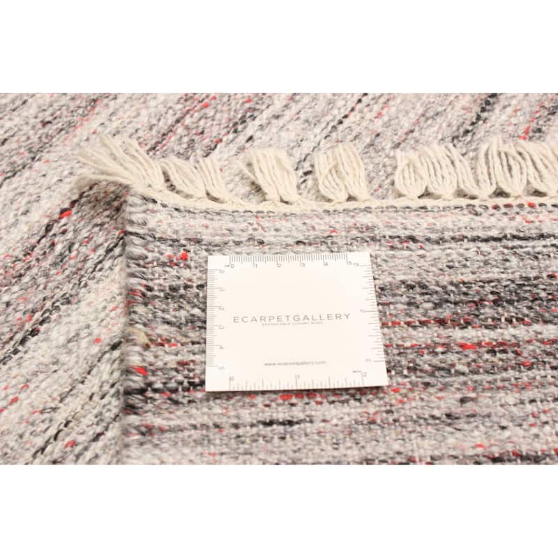 ECARPETGALLERY Flat-Weave Ankara FW Grey Wool Kilim - 5'3 x 7'7