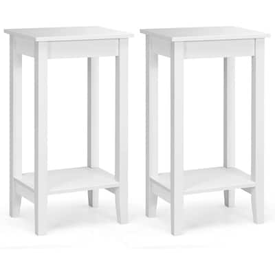 Set of 2 Versatile 2-Tier End Table with Storage Shelf - 16"x11.5" x 29" (L x W x H)