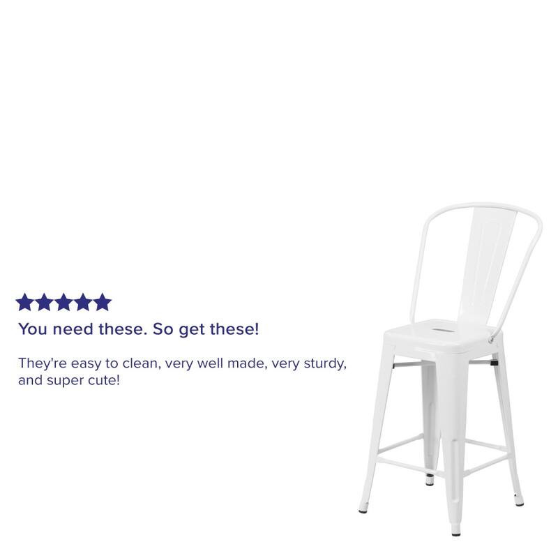 24'' High Metal Indoor-Outdoor Counter Height Stool with Back