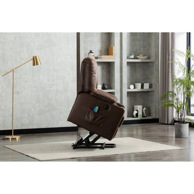 Microfiber Power Motion Heating Message Recliner with USB Charge Port