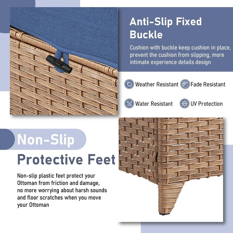 Outdoor Rattan Chair with Coffee Table and Ottoman