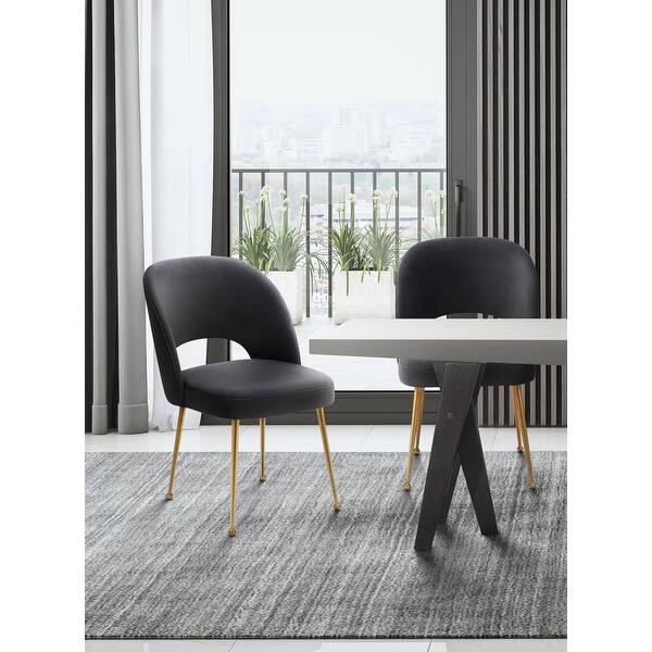 slide 2 of 20, Swell Velvet Upholstered Dining Chair Single - Dark Grey - Dining Height