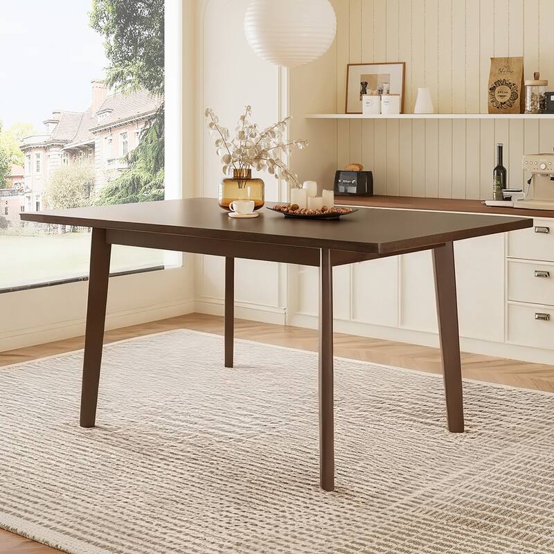 Roomfitters 60" Farmhouse Dining Table, Rectangular Kitchen Table with Solid Wood Leg, Minimalist Dining Table for Home