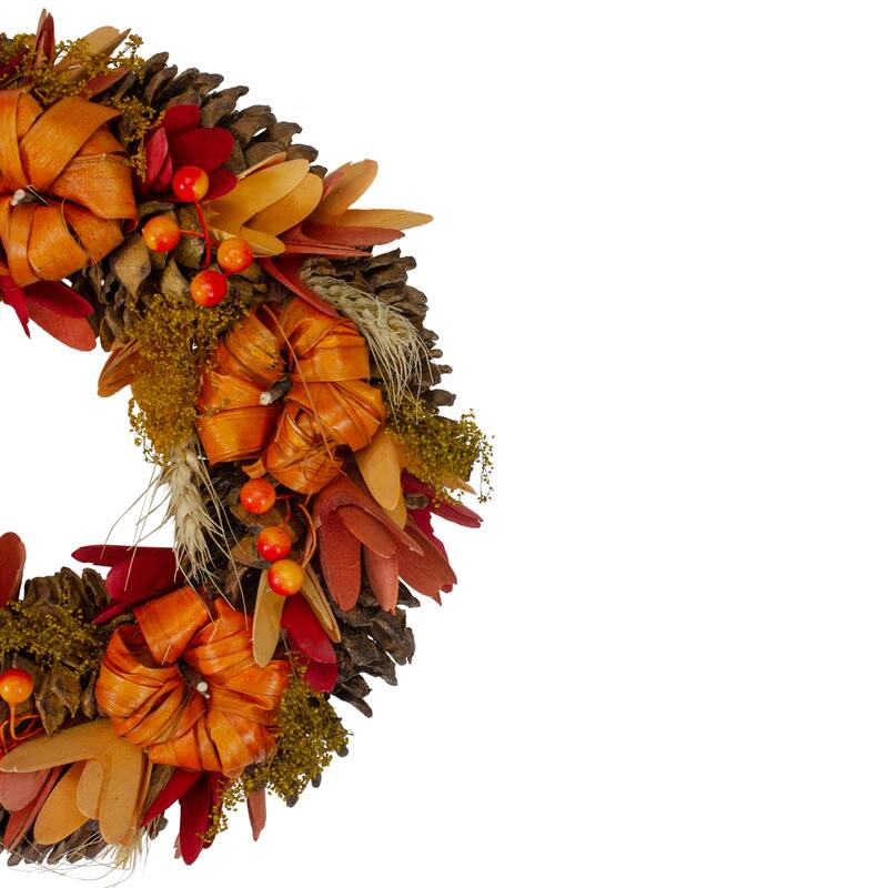 Mini Pumpkins and Berries Autumn Harvest Wreath - 13" - Unlit