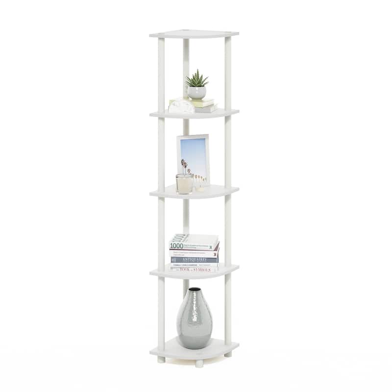 5 Tiers Wood Household Shelving Unit in White (11.6 in. W x 57.7 in. H x 11.6 in. D)