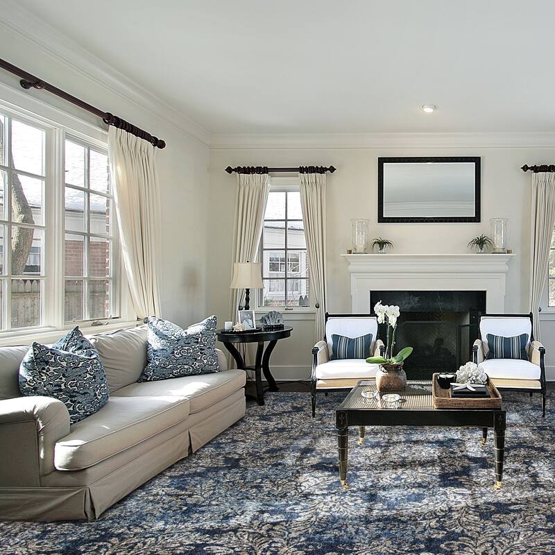 Domani Adaline Vintage Damask Area Rug - 2'2" x 3'7" - Dark Blue