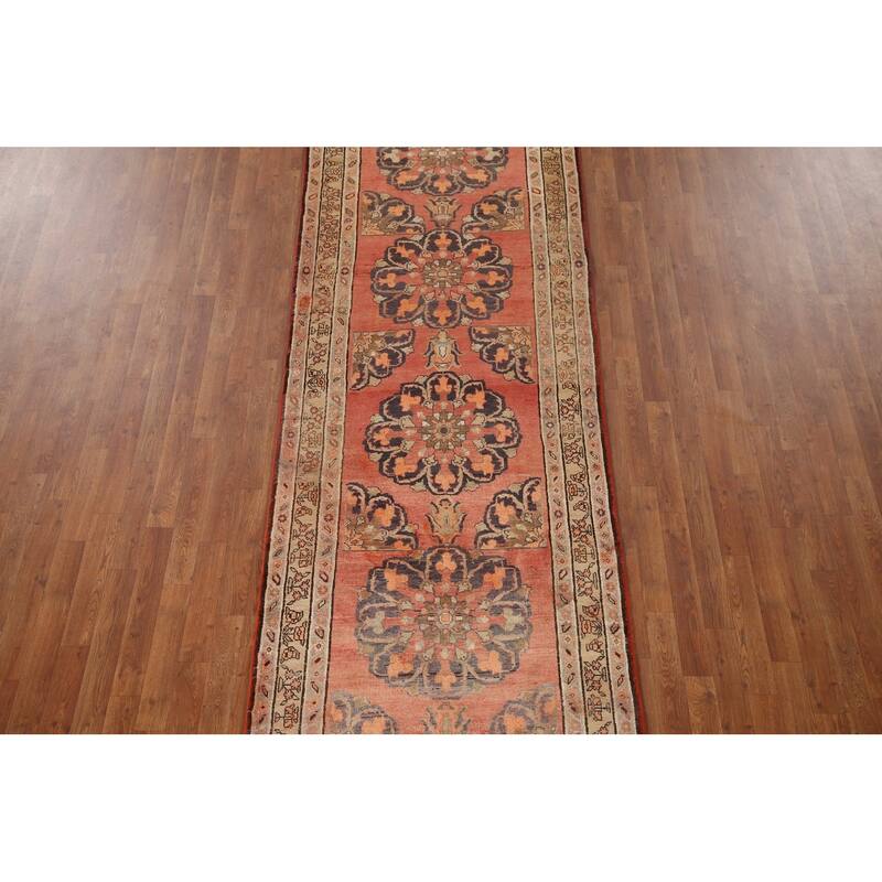 Tabriz Persian Vintage Runner Rug Handmade Wool Carpet - 3'8"x 11'4"