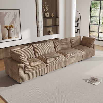 Modular Sectional Sofa Couch, 157.48" Oversized Cloud Couch, L Shaped 4 Deep Seat Comfy Modular Sofa Couch for Living Room