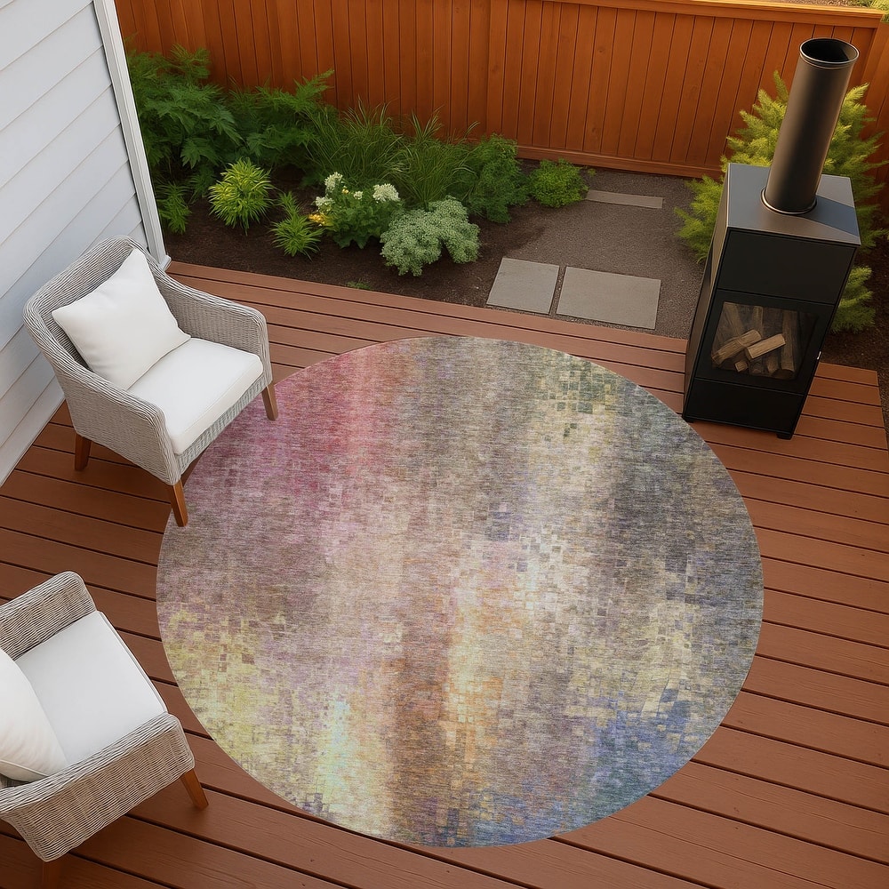 Machine Washable Indoor/ Outdoor Abstract Ombre Chantille Rug