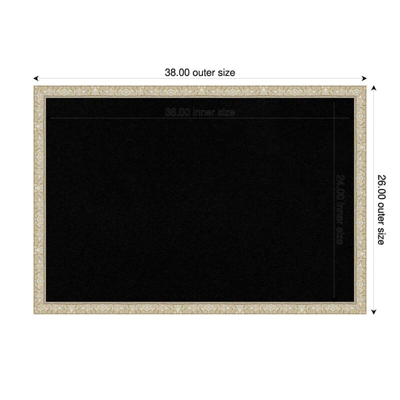 Lila Silver Wood Framed Cork Board - Bulletin Board, Organization Board, Pin Board - Black - 38 x 26 in