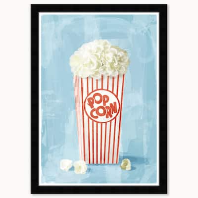 Wynwood Studio Popcorn Flora Framed Trendy Retro Kitchen And Living Room Art Prints
