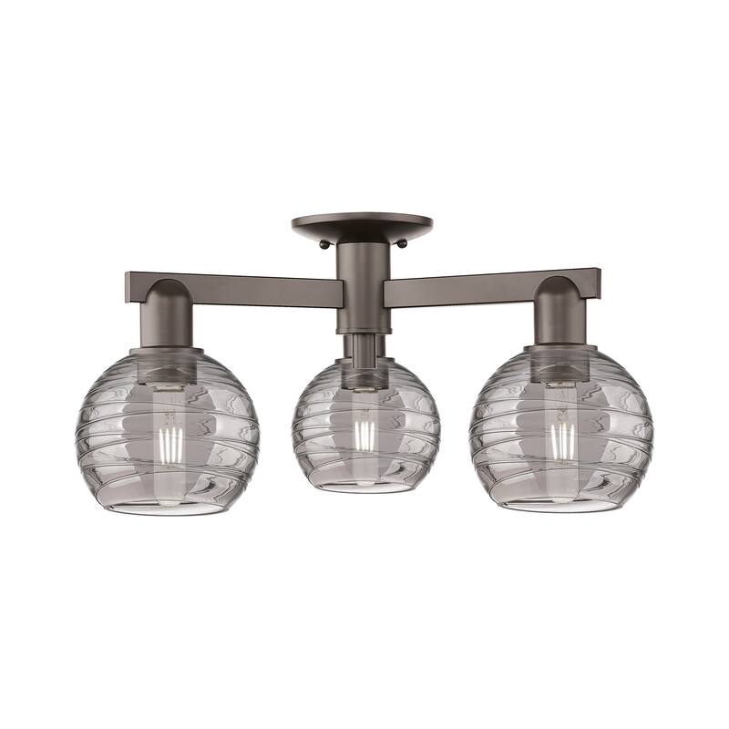 Innovations Lighting Downtown Urban - Athens Deco Swirl - 3 Light 23" Semi-Flush Mount - Oil Rubbed Bronze