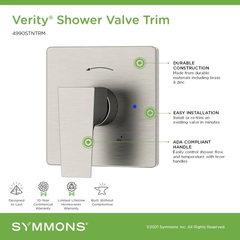 Symmons 4990TRM Verity Pressure Balanced Valve Trim Only with Single