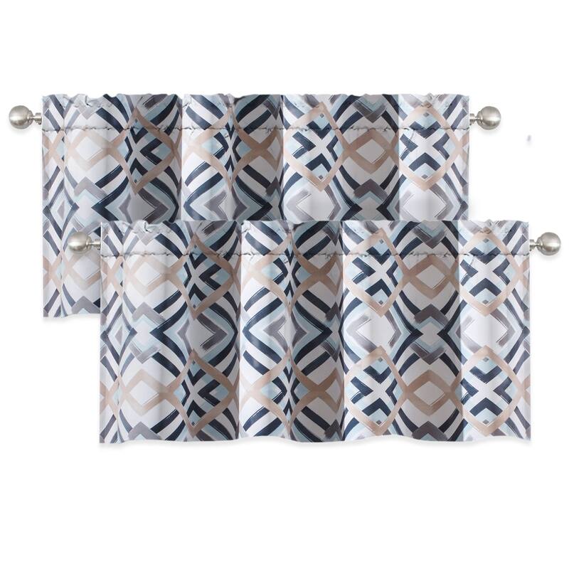 DriftAway Diamond Watercolor Geo Checker Plaid Pattern Window Valance