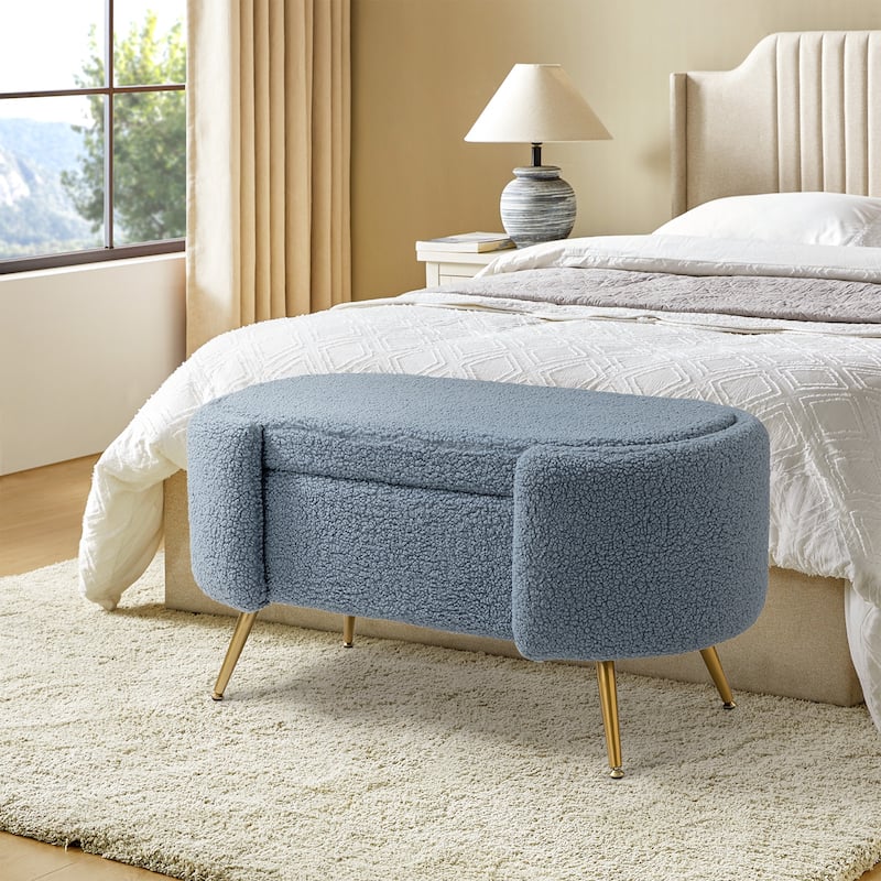 Clara 39.4" Wide Storage Bench with Metal Legs