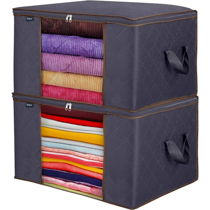 Royale Clothes Storage Organizer Bag with Handle - 90L Capacity - Pack of 4 - Blue
