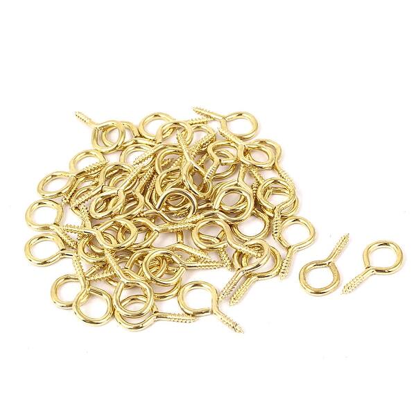 Eyelets With Threads Garden Vine Wire 2.3mm Thread Dia Eyelet Screw Eye Hook 50pcs - Gold ...
