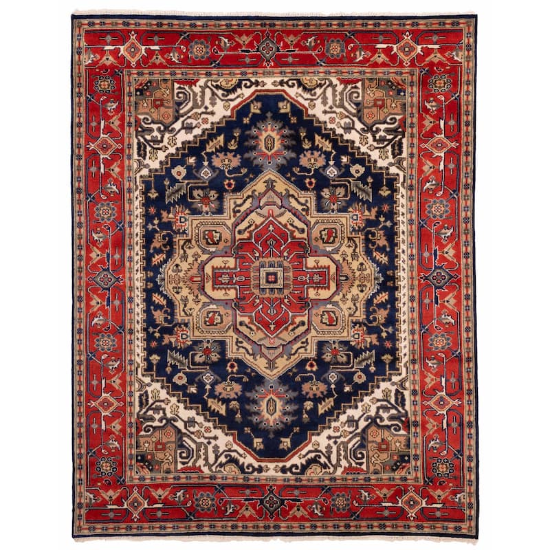 ECARPETGALLERY Hand-knotted Serapi Heritage Dark Navy Wool Rug - 7'11 x 10'3