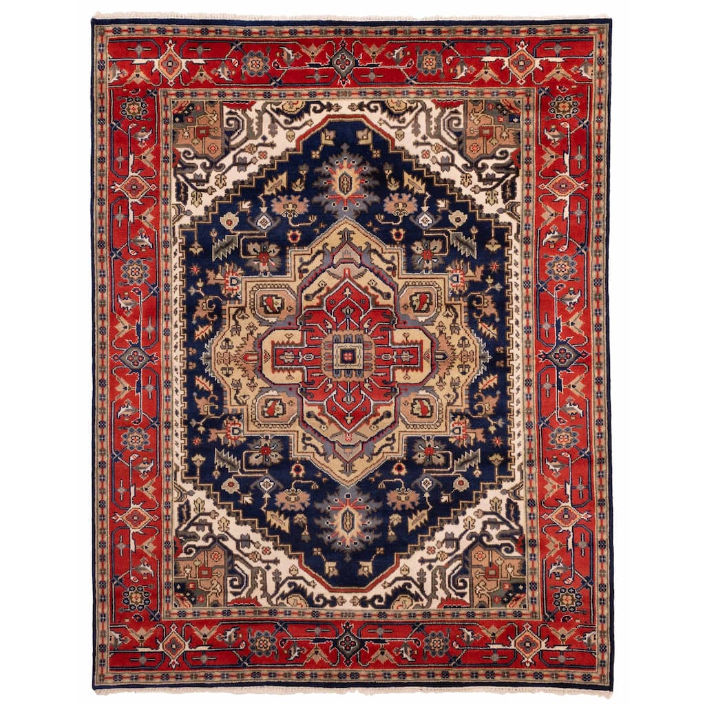 ECARPETGALLERY Hand-knotted Serapi Heritage Dark Navy Wool Rug - 7'11 x 10'3