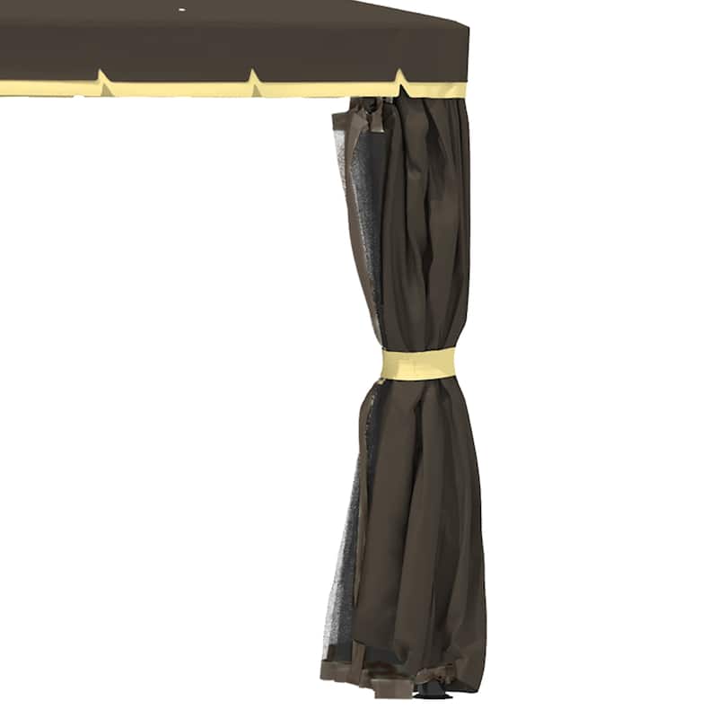 Modern Patio Gazebo Canopy Shelter with Aluminum Frame, Double Roof, Netting & Curtains,10' x 10'