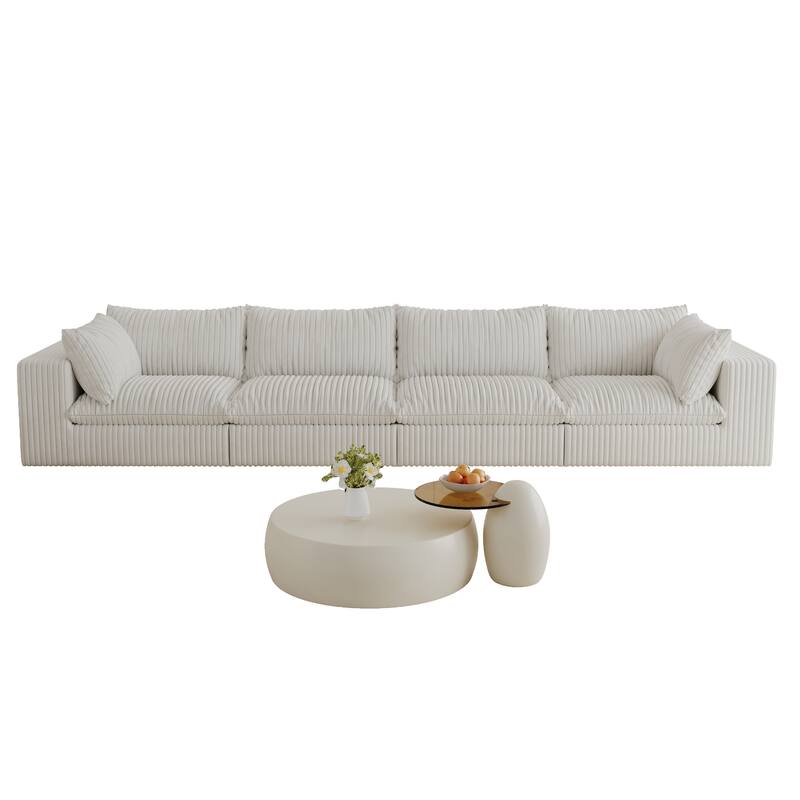 Corduroy Deep Seat Modular Sofa with Removable Down Fill Cushions