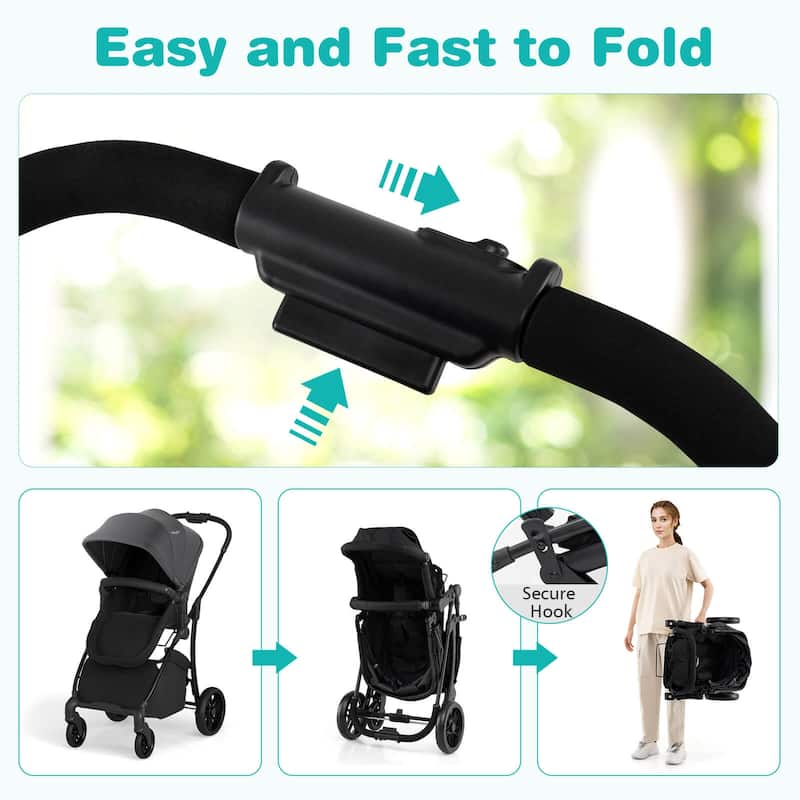 Babyjoy 2 in 1 Baby Stroller Folding High Landscape Pushchair with - See Details